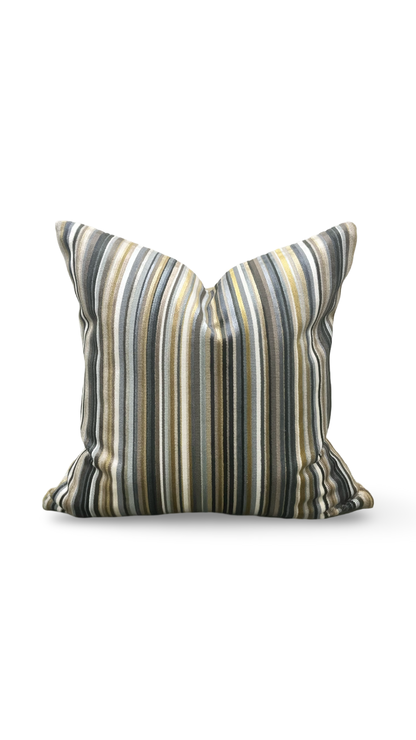 Parada Cumin Velvet Striped 18X18" Knife Edge Decorative Pillow
