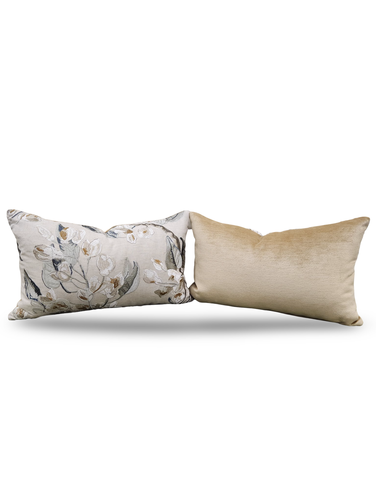 Embroidered Lumbar Pillow Westeria Cumin 12x18" Knife Edge Cover