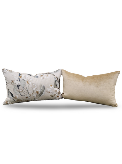 Embroidered Lumbar Pillow Westeria Cumin 12x18" Knife Edge Cover