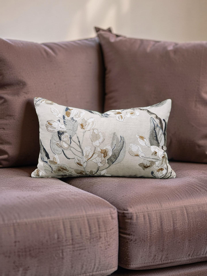 Embroidered Lumbar Pillow Westeria Cumin 12x18" Knife Edge Cover