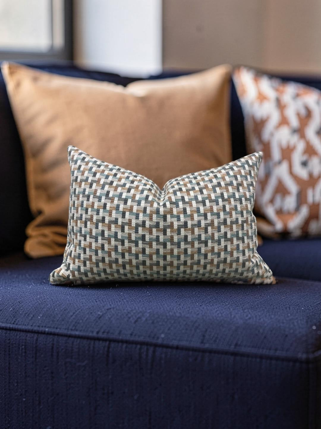 Romo Lumbar Pillow Arturo Copper 12x18" Knife Edge Cover