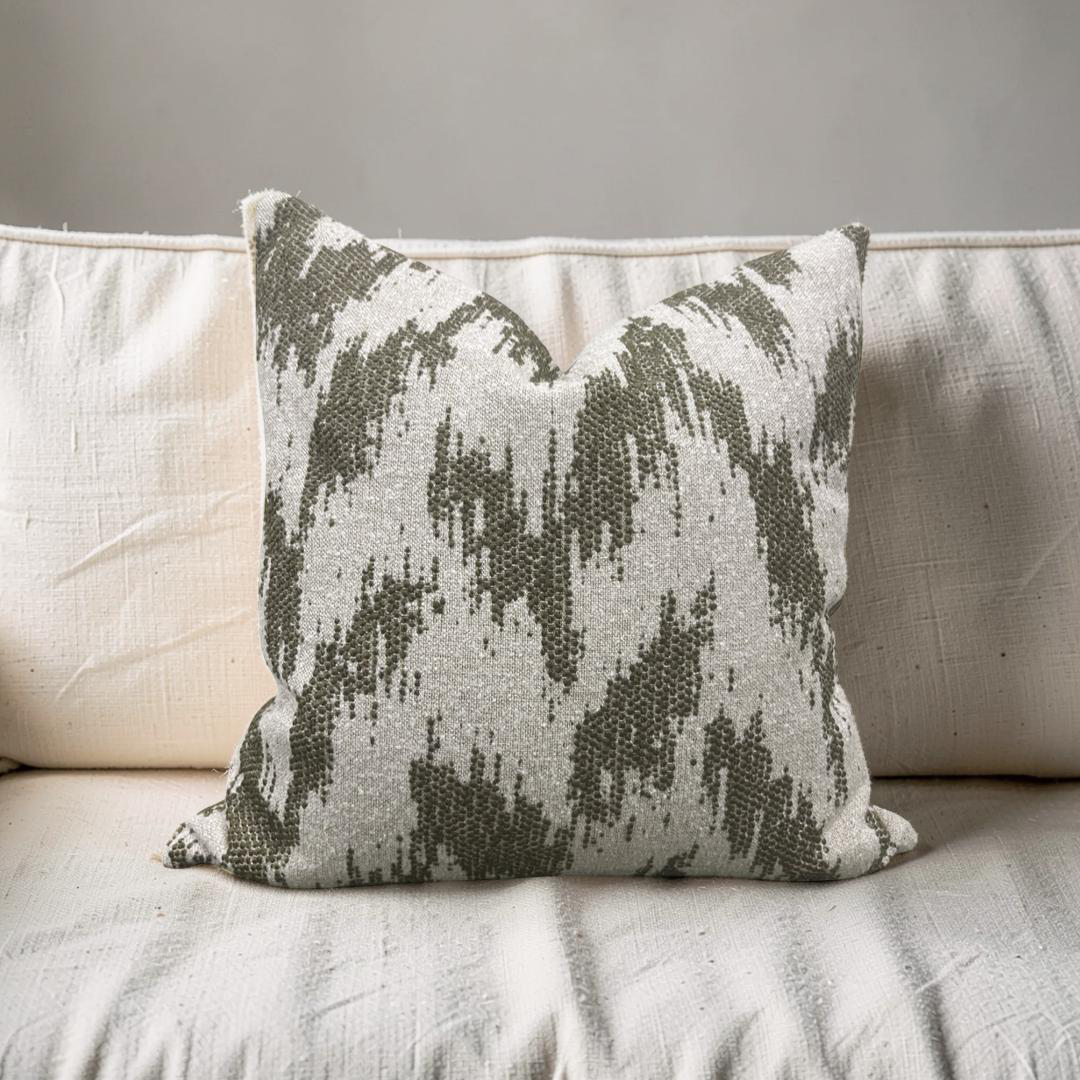 Decorative Pillow Zibar Elm 20x20" Knife Edge Cover by Villa Nova