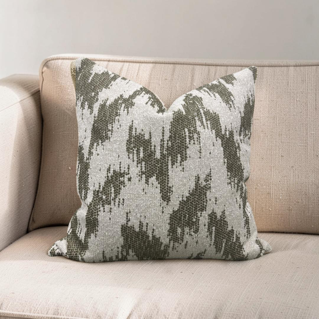 Decorative Pillow Zibar Elm 20x20" Knife Edge Cover by Villa Nova