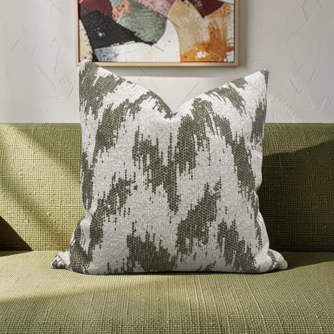 Decorative Pillow Zibar Elm 20x20" Knife Edge Cover by Villa Nova