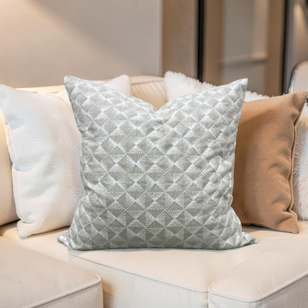 Embroidered Decorative Pillow Parterre Birch 20x20" Knife Edge Cover