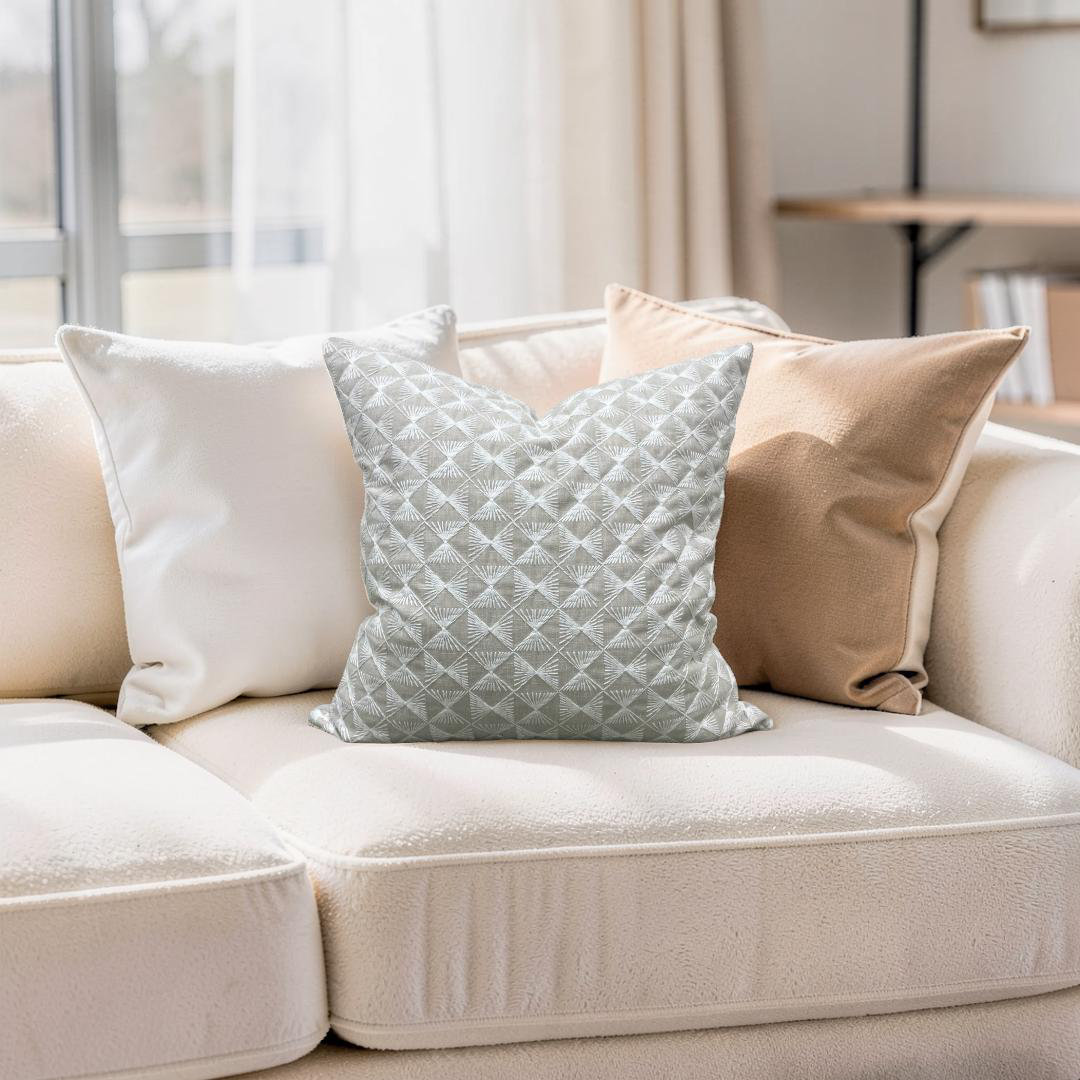 Embroidered Decorative Pillow Parterre Birch 20x20" Knife Edge Cover
