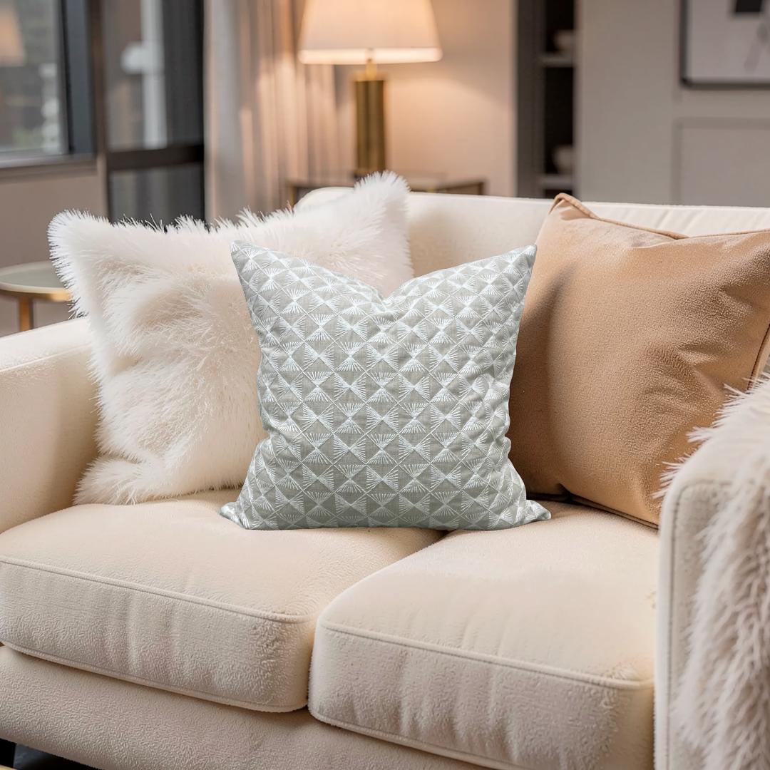 Embroidered Decorative Pillow Parterre Birch 20x20" Knife Edge Cover