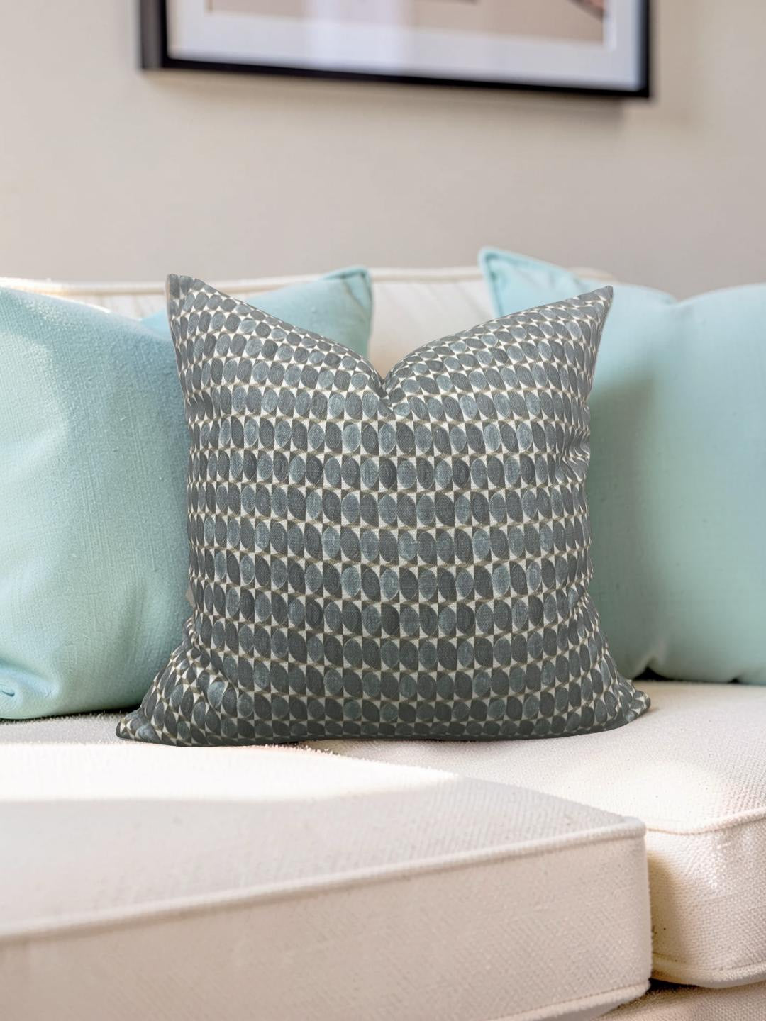 Decorative Pillow Adriatic Green Geometric 18x18" Knife Edge Cover