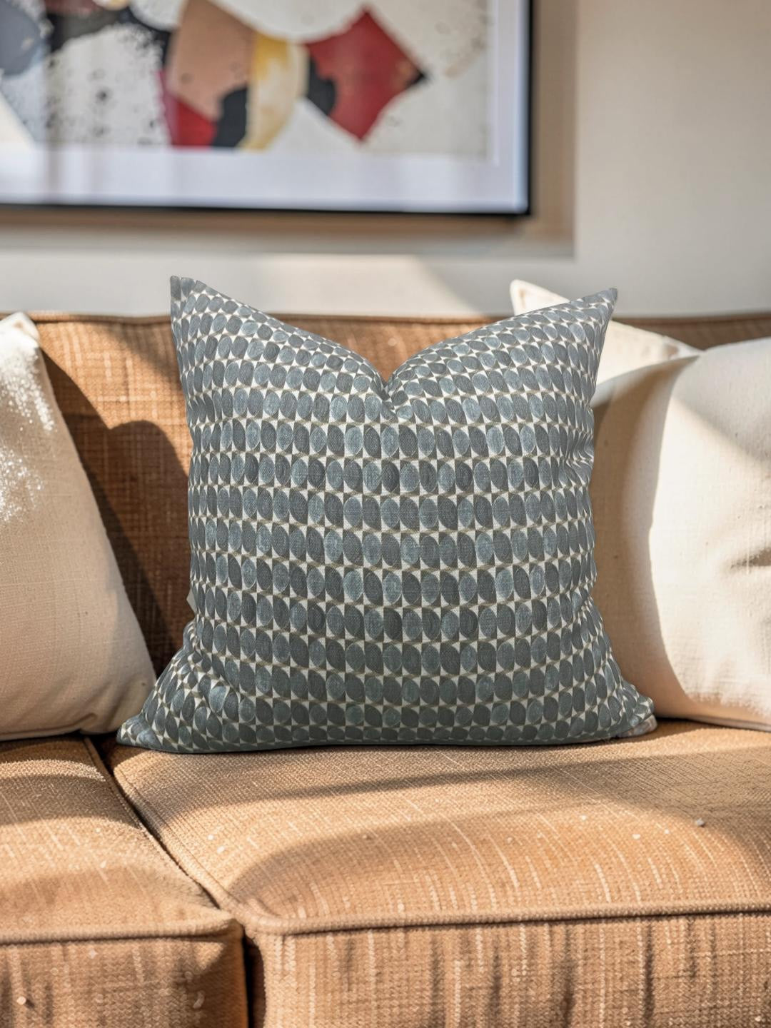 Decorative Pillow Adriatic Green Geometric 18x18" Knife Edge Cover