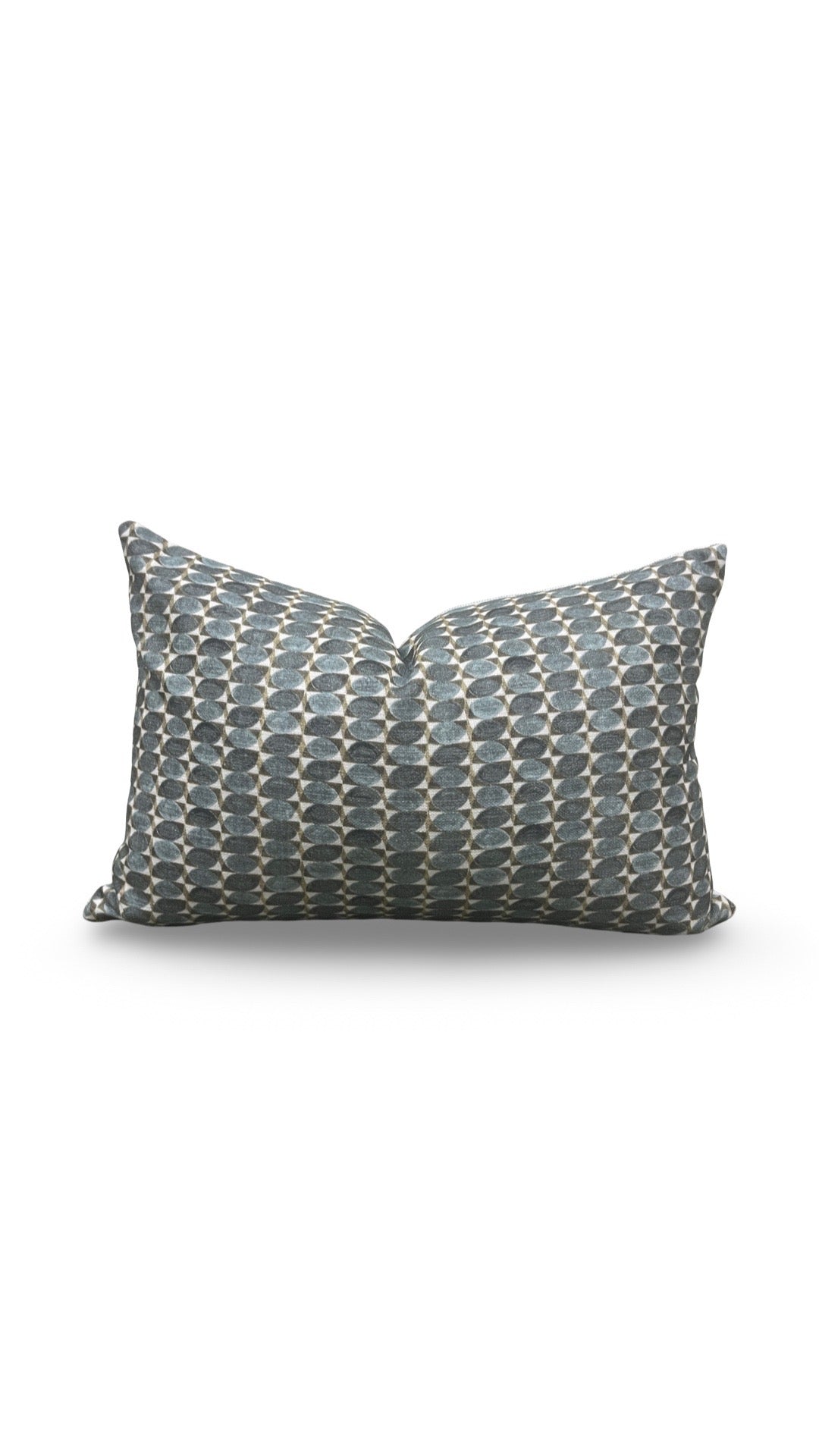 Geometric Patterned Lumbar Pillow Adriatic Green 12x18" Knife Edge Cover