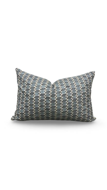 Geometric Patterned Lumbar Pillow Adriatic Green 12x18" Knife Edge Cover