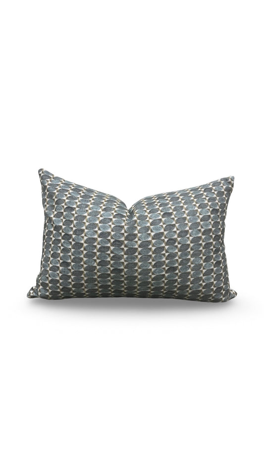 Geometric Patterned Lumbar Pillow Adriatic Green 12x18" Knife Edge Cover