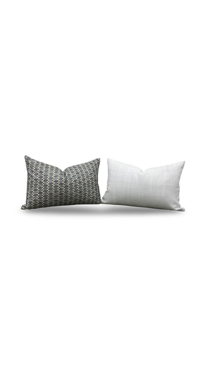 Geometric Patterned Lumbar Pillow Adriatic Green 12x18" Knife Edge Cover