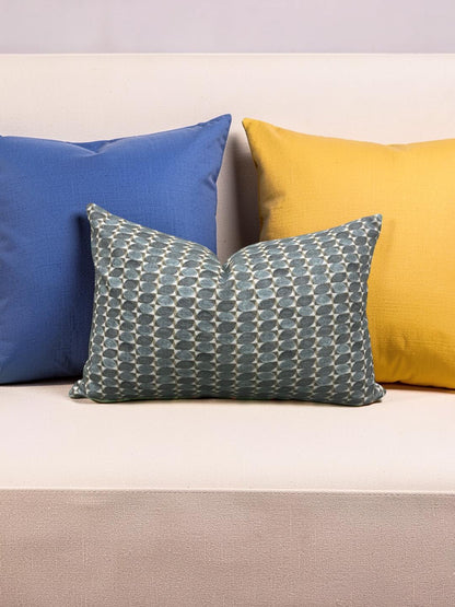 Geometric Patterned Lumbar Pillow Adriatic Green 12x18" Knife Edge Cover