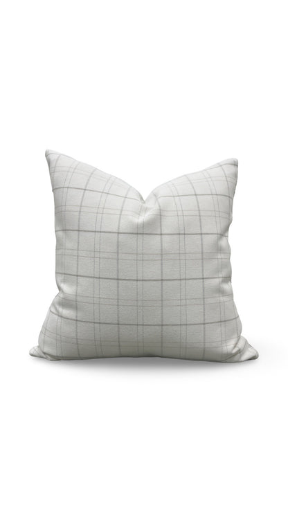 Rowe Plaid Decorative Pillow Cream and Light Grey 22x22" Knife Edge Cover
