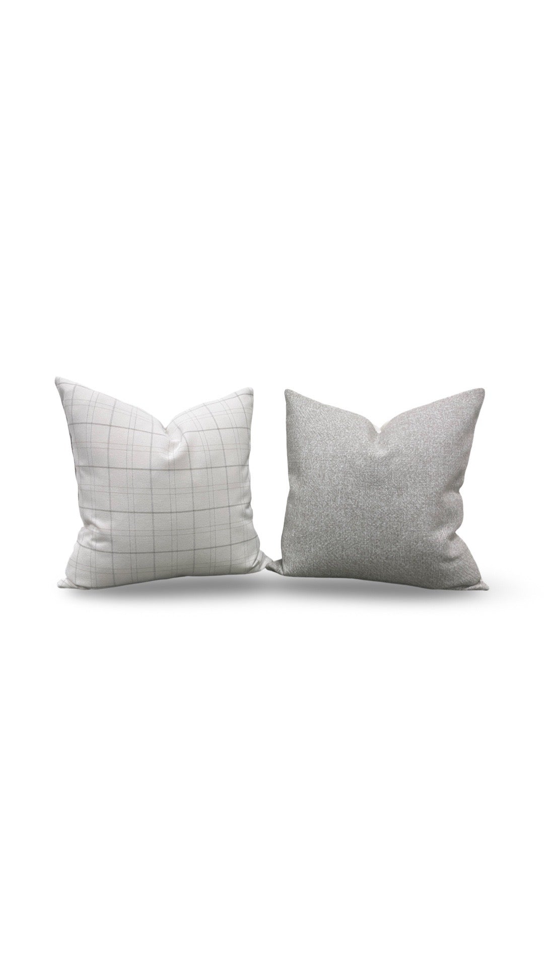 Rowe Plaid Decorative Pillow Cream and Light Grey 22x22" Knife Edge Cover