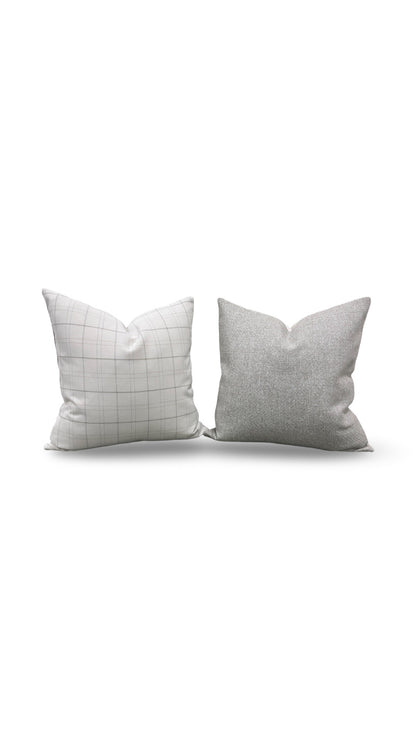 Rowe Plaid Decorative Pillow Cream and Light Grey 22x22" Knife Edge Cover