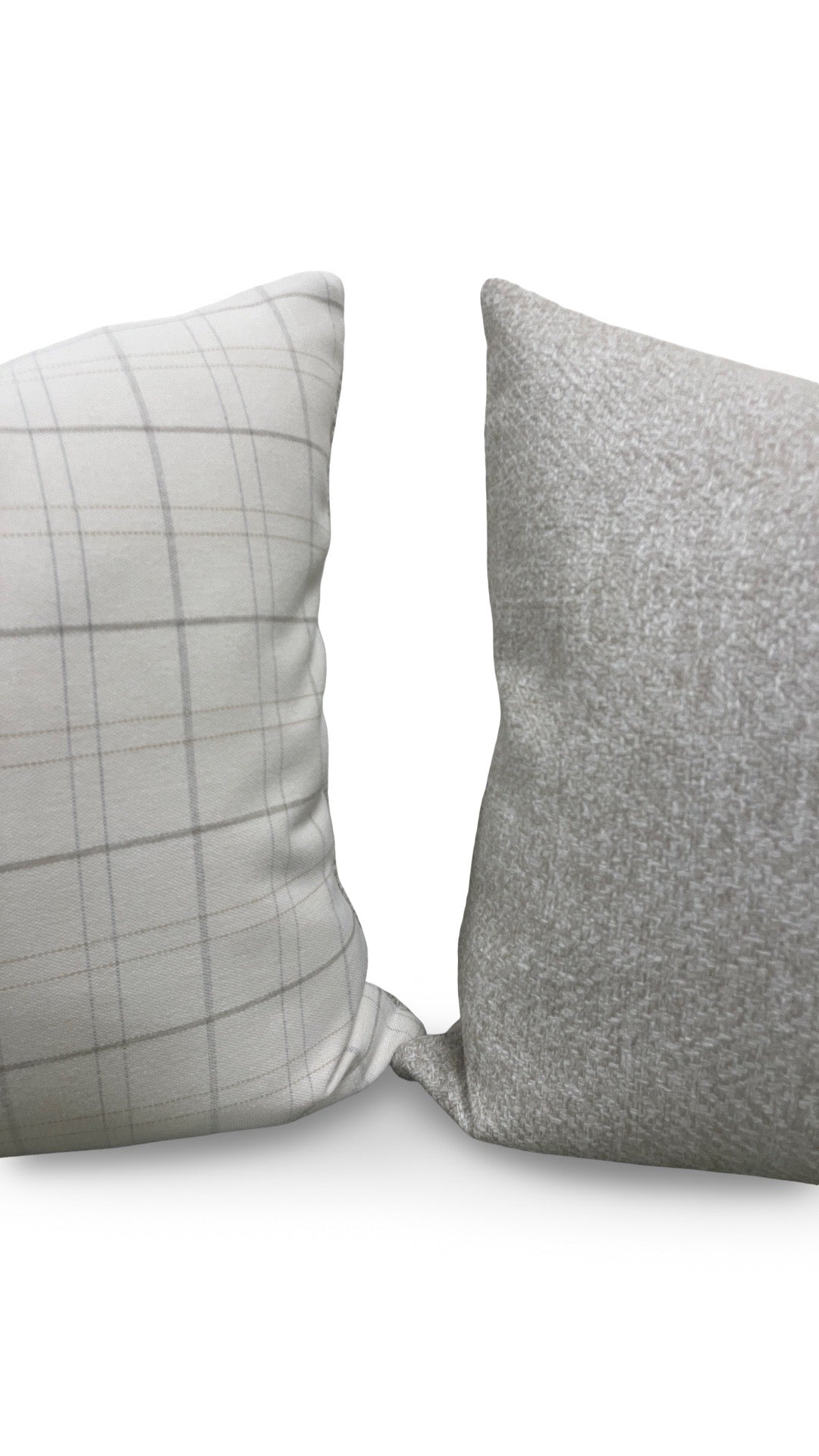 Rowe Plaid Decorative Pillow Cream and Light Grey 22x22" Knife Edge Cover