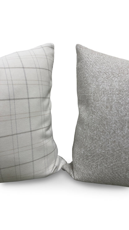 Rowe Plaid Decorative Pillow Cream and Light Grey 22x22" Knife Edge Cover