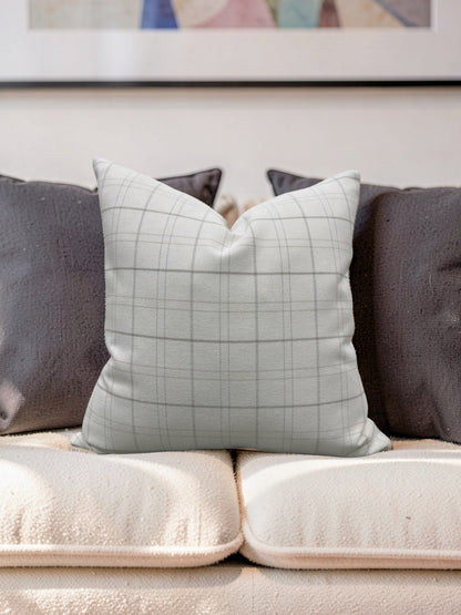 Rowe Plaid Decorative Pillow Cream and Light Grey 22x22" Knife Edge Cover