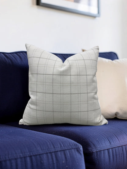 Rowe Plaid Decorative Pillow Cream and Light Grey 22x22" Knife Edge Cover
