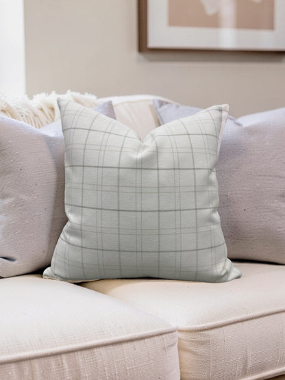 Rowe Plaid Decorative Pillow Cream and Light Grey 22x22" Knife Edge Cover