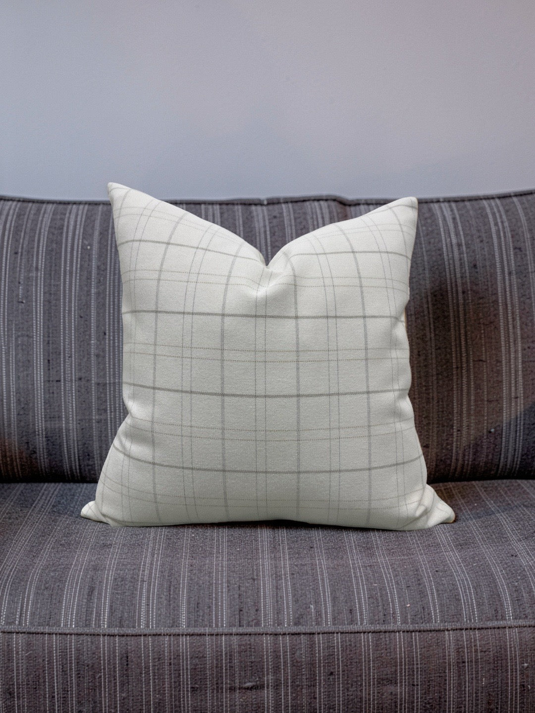Rowe Plaid Decorative Pillow Cream and Light Grey 22x22" Knife Edge Cover
