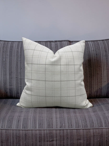 Rowe Plaid Decorative Pillow Cream and Light Grey 22x22" Knife Edge Cover