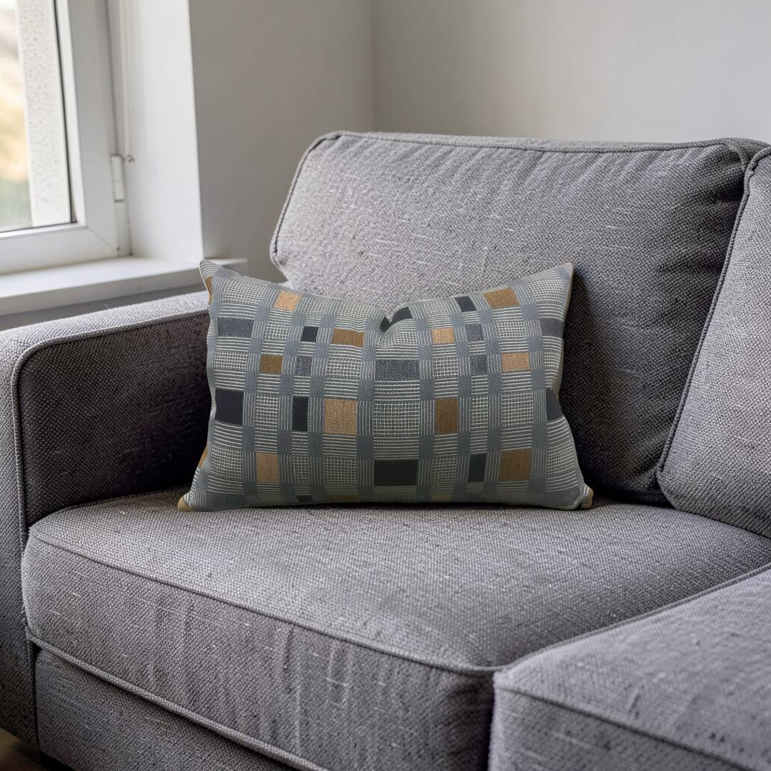 Lumbar Pillow Rubix Vintage Denim 12x18" Knife Edge Cover