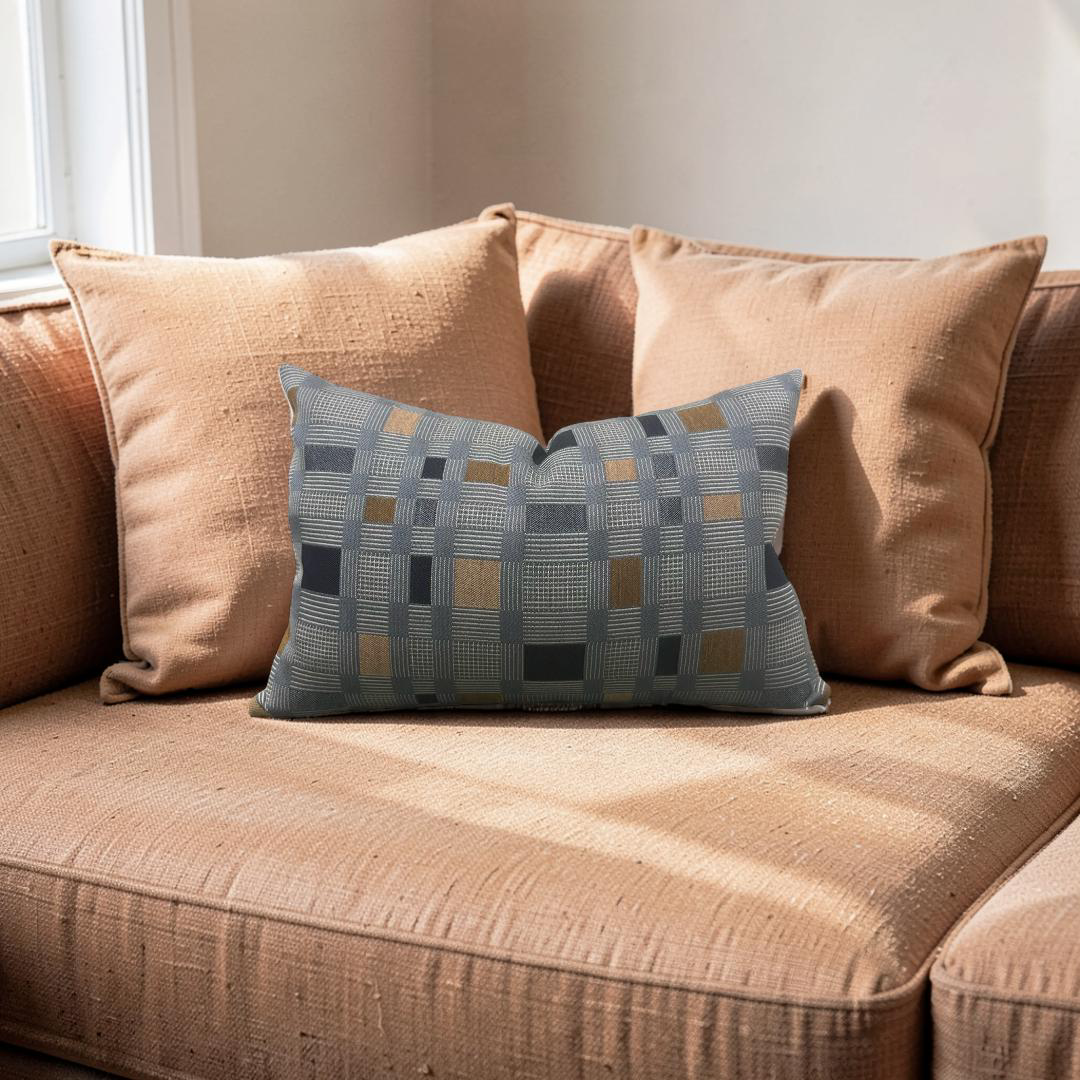 Lumbar Pillow Rubix Vintage Denim 12x18" Knife Edge Cover