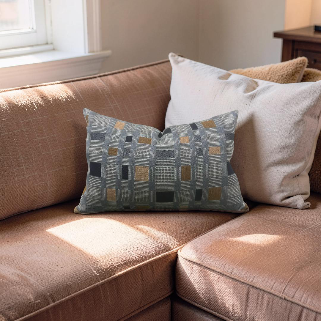 Lumbar Pillow Rubix Vintage Denim 12x18" Knife Edge Cover
