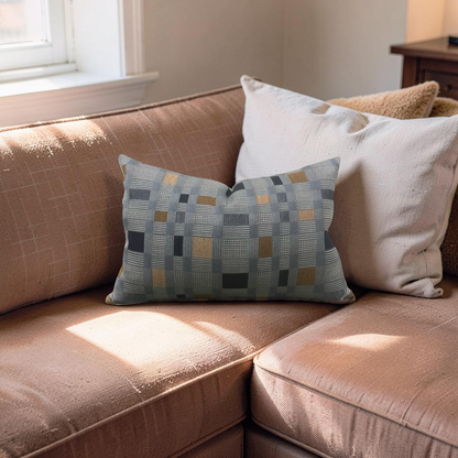 Lumbar Pillow Rubix Vintage Denim 12x18" Knife Edge Cover