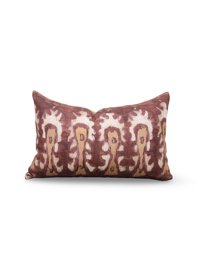 Ikat Lumbar Pillow Rust and Cream 12x18" Knife Edge Cover