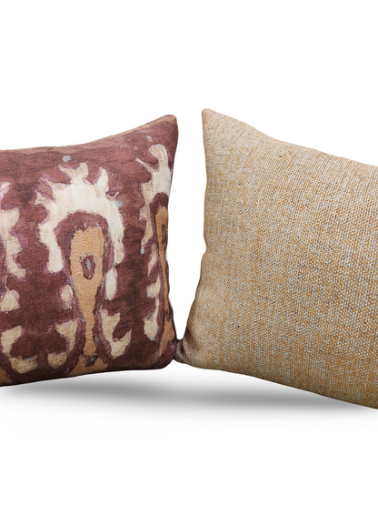 Ikat Lumbar Pillow Rust and Cream 12x18" Knife Edge Cover