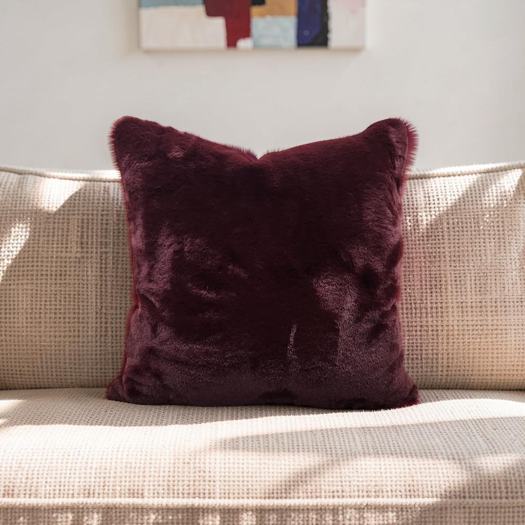 Faux Fur Decorative Pillow Dame Jane Port 20x20" Knife Edge Cover