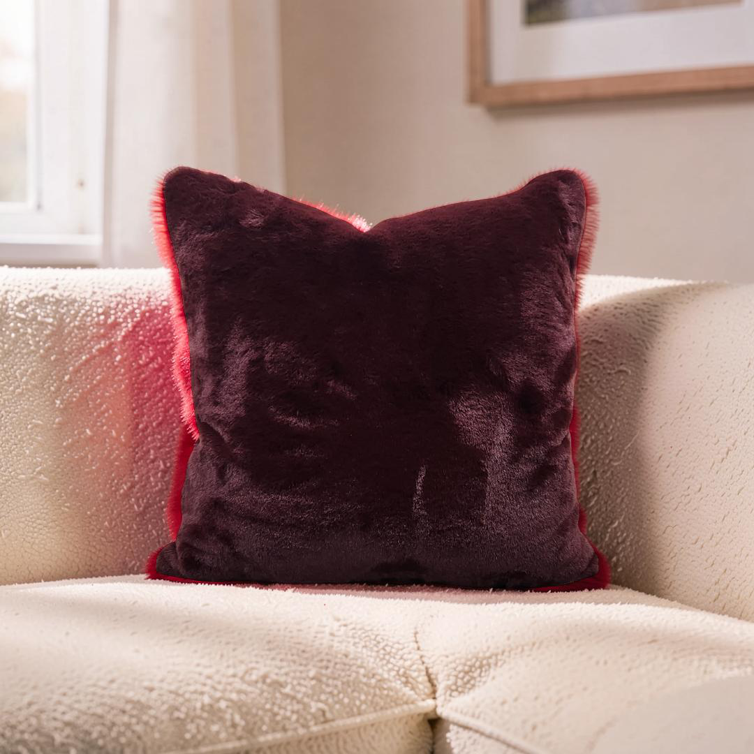 Faux Fur Decorative Pillow Dame Jane Port 20x20" Knife Edge Cover