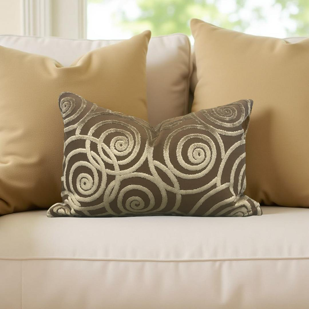 Luxury Pillow Swing Velvet Bronze 12x18" Knife Edge Decorative Lumbar Pillow