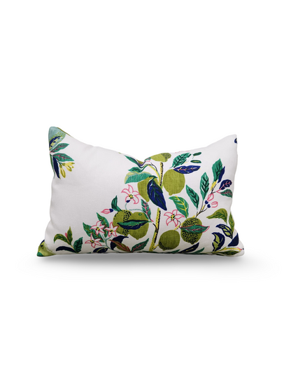 Schumacher Lumbar Pillow Citrus Garden Lime 12x18" Knife Edge Cover