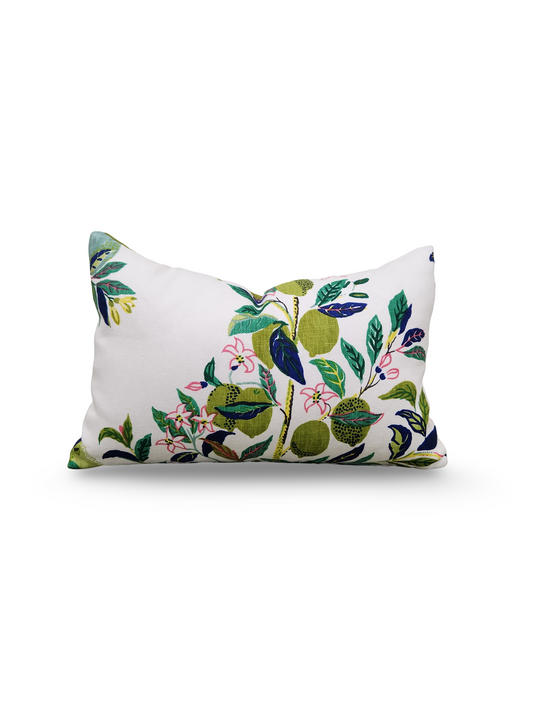 Schumacher Lumbar Pillow Citrus Garden Lime 12x18" Knife Edge Cover