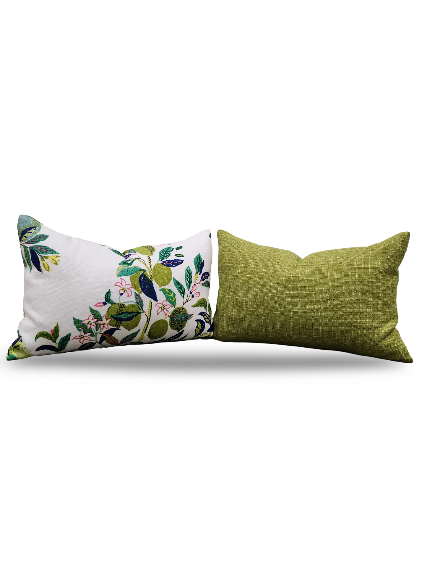 Schumacher Lumbar Pillow Citrus Garden Lime 12x18" Knife Edge Cover