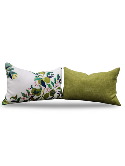 Schumacher Lumbar Pillow Citrus Garden Lime 12x18" Knife Edge Cover