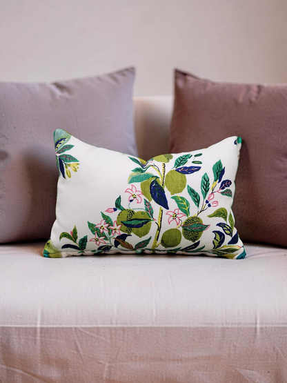 Schumacher Lumbar Pillow Citrus Garden Lime 12x18" Knife Edge Cover