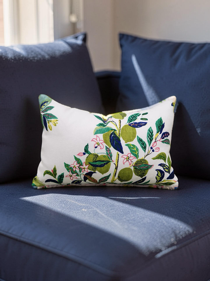 Schumacher Lumbar Pillow Citrus Garden Lime 12x18" Knife Edge Cover