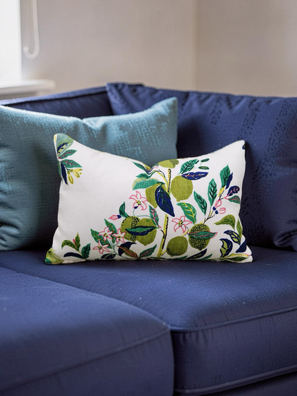 Schumacher Lumbar Pillow Citrus Garden Lime 12x18" Knife Edge Cover