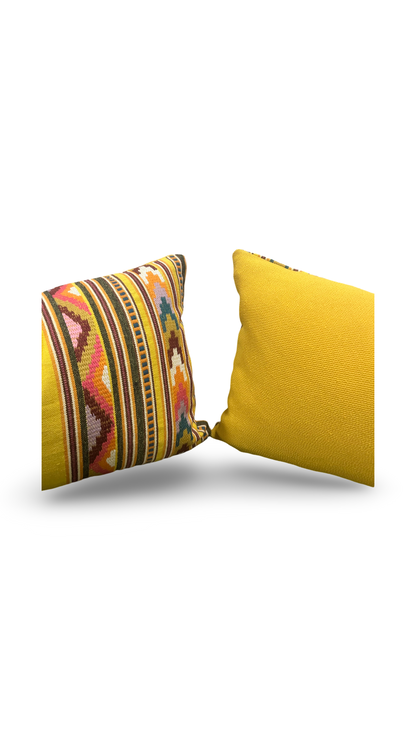 Zarzuela Stripe Embroidery Saffron 12X18" Knife Edge Decorative Lumbar Pillow