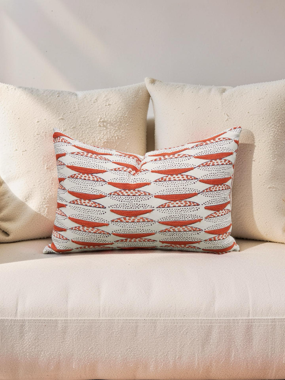 Seemakrish Lumbar Pillow Worli Desar Orange 12x18" Knife Edge Cover