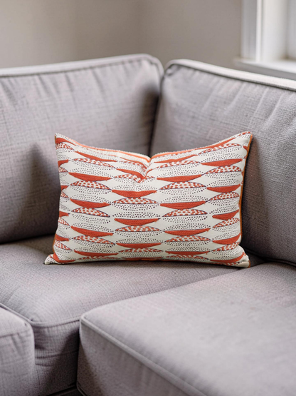 Seemakrish Lumbar Pillow Worli Desar Orange 12x18" Knife Edge Cover