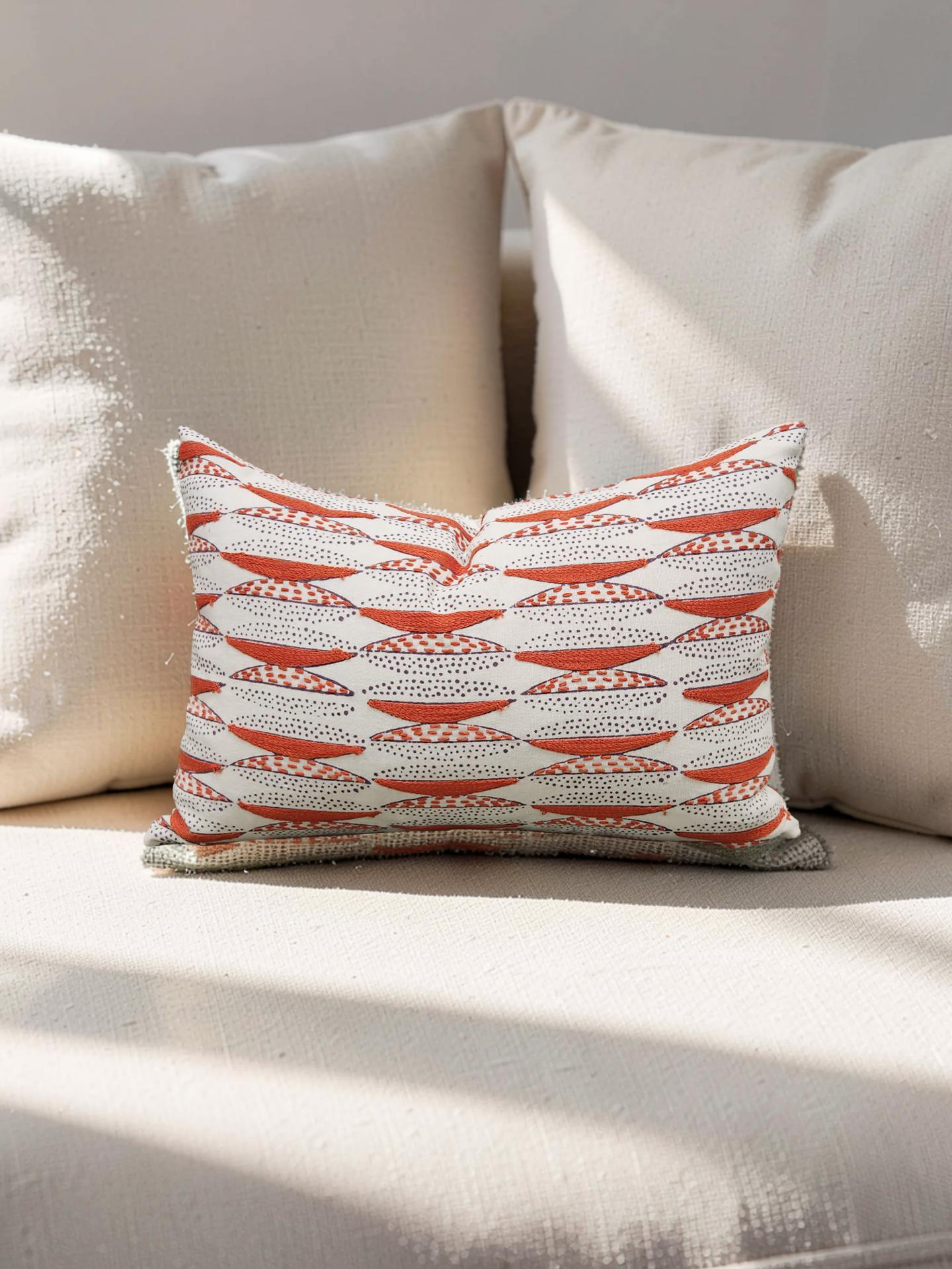 Seemakrish Lumbar Pillow Worli Desar Orange 12x18" Knife Edge Cover
