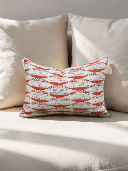 Seemakrish Lumbar Pillow Worli Desar Orange 12x18" Knife Edge Cover