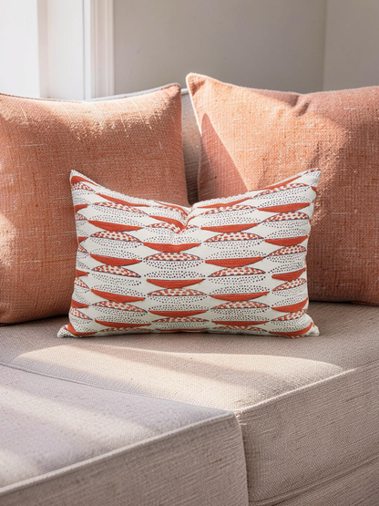 Seemakrish Lumbar Pillow Worli Desar Orange 12x18" Knife Edge Cover